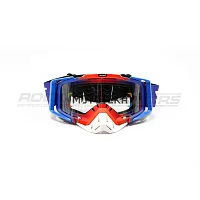 Очки кроссовые ROCKOT (Рокот) RM-323 (синий-красный-серый/прозрачная, Anti-Scratch)