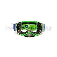 Очки кроссовые ROCKOT (Рокот) RM-135 (зелёный-серебристый/прозрачная, Anti-Scratch)