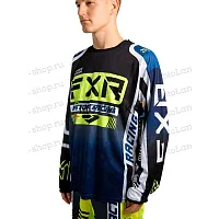 Джерси/футболка для мотокросса FXR №4 (M) blue/black/white/neon green