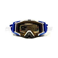 Очки кроссовые ROCKOT (Рокот) RM-323 (белый-синий/зелено-синяя, Anti-Scratch)